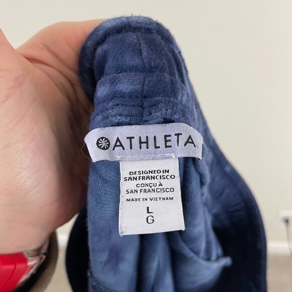 Athleta Farallon Blue Tie Dye Cotton Pull On Shorts Size Large - Picture 3 of 5